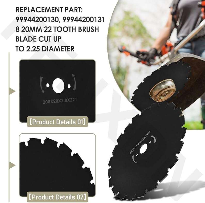 2 Pack 99944200131-8" Steel Brushcutter Blade 22 Tooth 20mm Bore, Replacement Blade for Echo SRM-210 SRM-225 SRM-230 SRM-260 SRM-280 Trimmers - Image 3