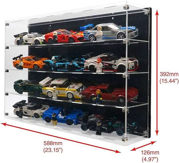 Brickcessories Wall-Mount Display Case Compatible with 12 LEGO Speed Champions Cars – Compact Multi-Tier Racing Showcase – Sets Not Included - Image 2