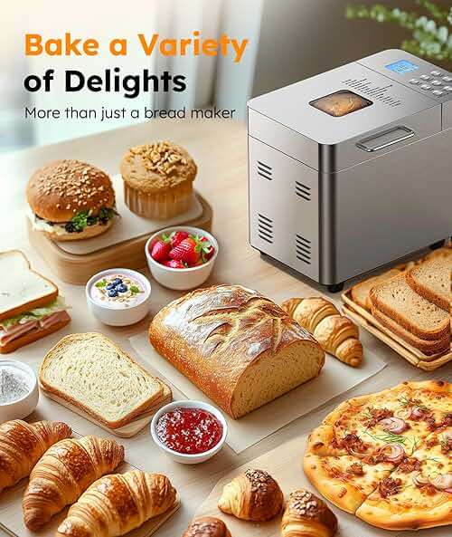 2LB Bread Maker Machine, OSIPOTO 17 in 1 Automatic Stainless Steel Bread Machine, Non-stick, Beginner-Friendly Controls, 15 Hour Timer, Easy to Clean Low Noise, High Success Rate for Homemade Bread - Image 6