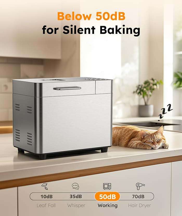 2LB Bread Maker Machine, OSIPOTO 17 in 1 Automatic Stainless Steel Bread Machine, Non-stick, Beginner-Friendly Controls, 15 Hour Timer, Easy to Clean Low Noise, High Success Rate for Homemade Bread - Image 8