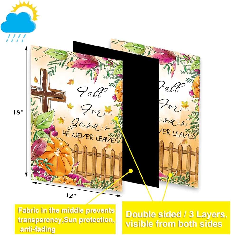 Christian Seasonal Garden Flags Set of 12 Double Sided 12 x 18 Inch Cross Yard Flags, Small Flags for Outside, Fall Winter Easter Christmas Outdoor Flags, Holiday Garden Flags for All Seasons ﻿ - Image 2