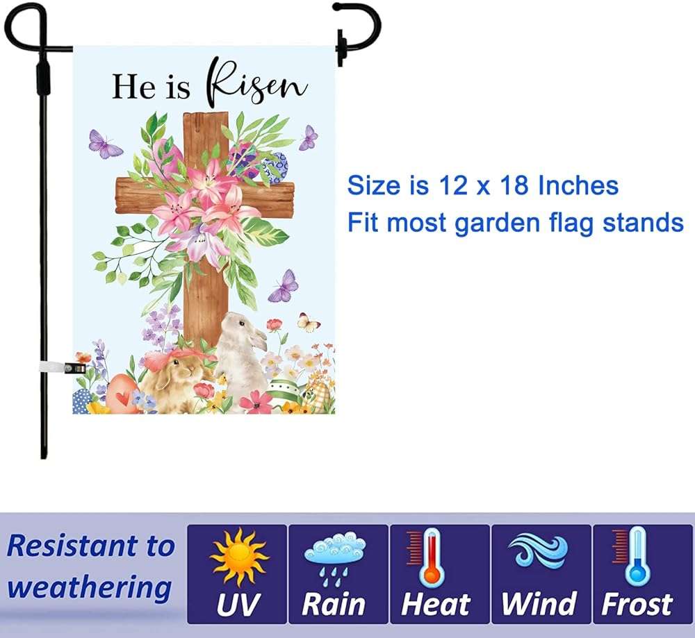 Christian Seasonal Garden Flags Set of 12 Double Sided 12 x 18 Inch Cross Yard Flags, Small Flags for Outside, Fall Winter Easter Christmas Outdoor Flags, Holiday Garden Flags for All Seasons ﻿ - Image 4