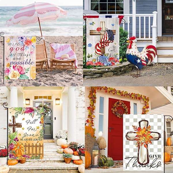 Christian Seasonal Garden Flags Set of 12 Double Sided 12 x 18 Inch Cross Yard Flags, Small Flags for Outside, Fall Winter Easter Christmas Outdoor Flags, Holiday Garden Flags for All Seasons ﻿ - Image 7