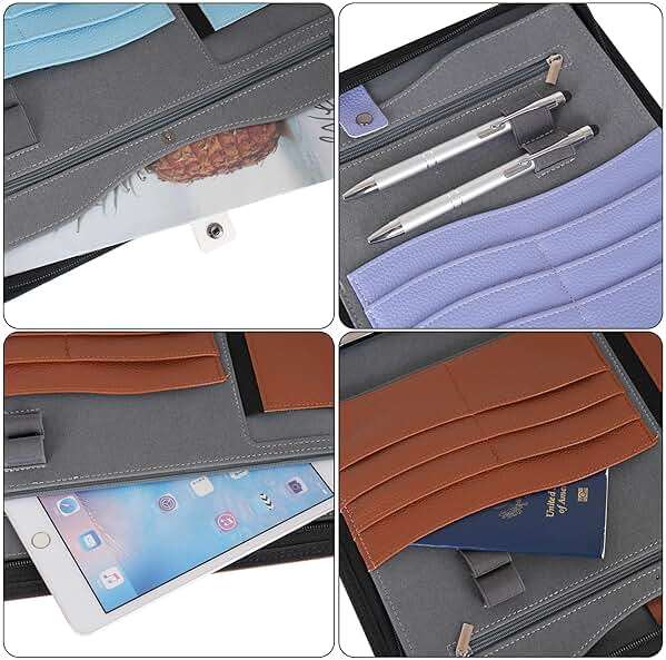 Wonderpool Travel Zippered Portfolio 3 Ring Binder A4 Padfolio Document Case with Removable Clipboard Legal Pad Holder, Business Office School Organizer for Men and Women (Purple) - Image 8