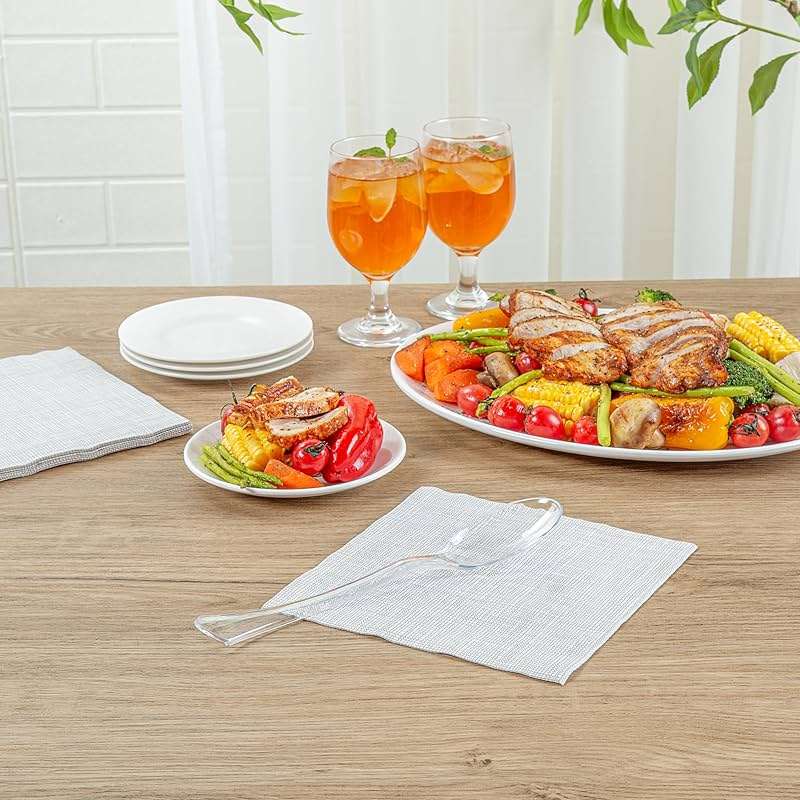 Restaurantware-Cater Tek 9.8 Inch Catering Spoons, 10 Disposable Serving Utensils - Comfortable Handle, Serve Hot And Cold Food, Clear Plastic Serving Spoons, For Parties, Buffets, Catering Events - Image 2