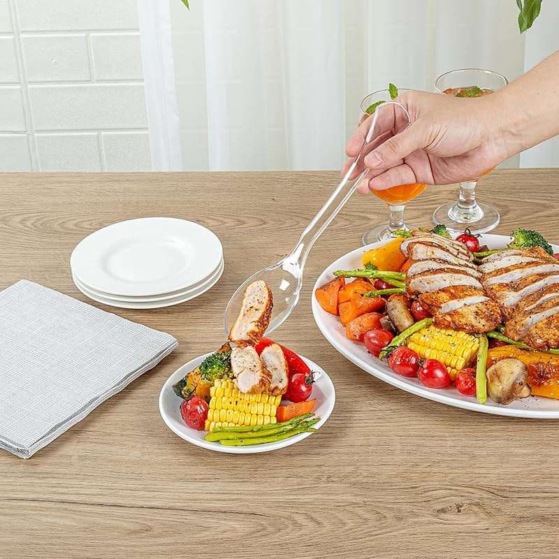 Restaurantware-Cater Tek 9.8 Inch Catering Spoons, 10 Disposable Serving Utensils - Comfortable Handle, Serve Hot And Cold Food, Clear Plastic Serving Spoons, For Parties, Buffets, Catering Events - Image 5