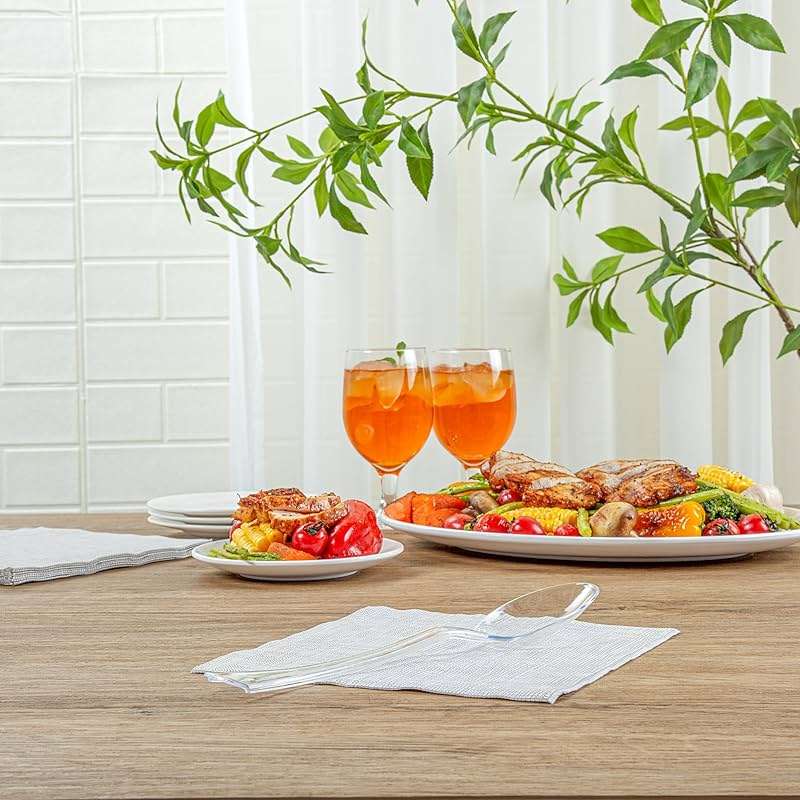 Restaurantware-Cater Tek 9.8 Inch Catering Spoons, 10 Disposable Serving Utensils - Comfortable Handle, Serve Hot And Cold Food, Clear Plastic Serving Spoons, For Parties, Buffets, Catering Events - Image 6