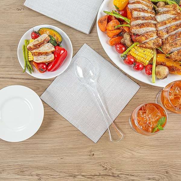 Restaurantware-Cater Tek 9.8 Inch Catering Spoons, 10 Disposable Serving Utensils - Comfortable Handle, Serve Hot And Cold Food, Clear Plastic Serving Spoons, For Parties, Buffets, Catering Events - Image 7