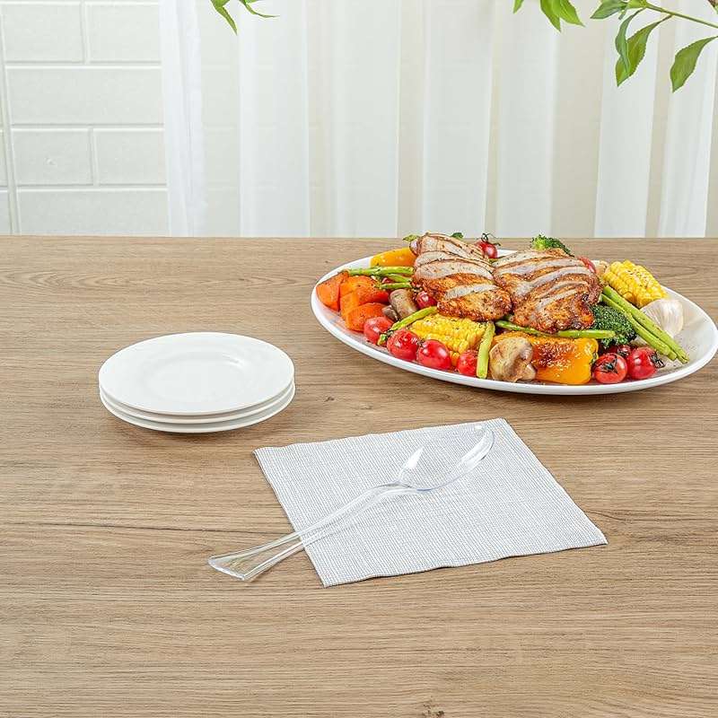 Restaurantware-Cater Tek 9.8 Inch Catering Spoons, 10 Disposable Serving Utensils - Comfortable Handle, Serve Hot And Cold Food, Clear Plastic Serving Spoons, For Parties, Buffets, Catering Events - Image 8