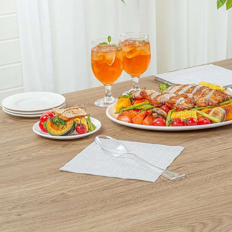 Restaurantware-Cater Tek 9.8 Inch Catering Spoons, 10 Disposable Serving Utensils - Comfortable Handle, Serve Hot And Cold Food, Clear Plastic Serving Spoons, For Parties, Buffets, Catering Events - Image 9