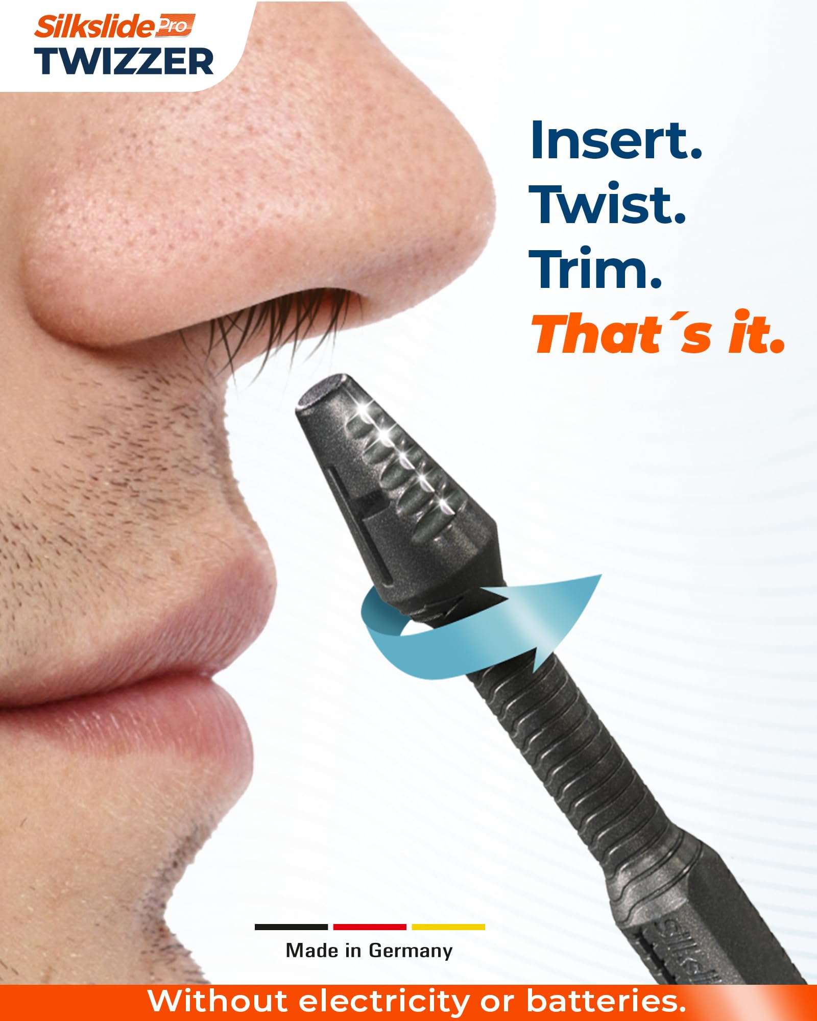 Silkslide TWIZZER, Nose Hair and Ear Hair Trimmer for Men and Women, Twist and Trim Nasal Hair Removal, German Blades, Patented Design, No Electricty or Batteries - Image 3