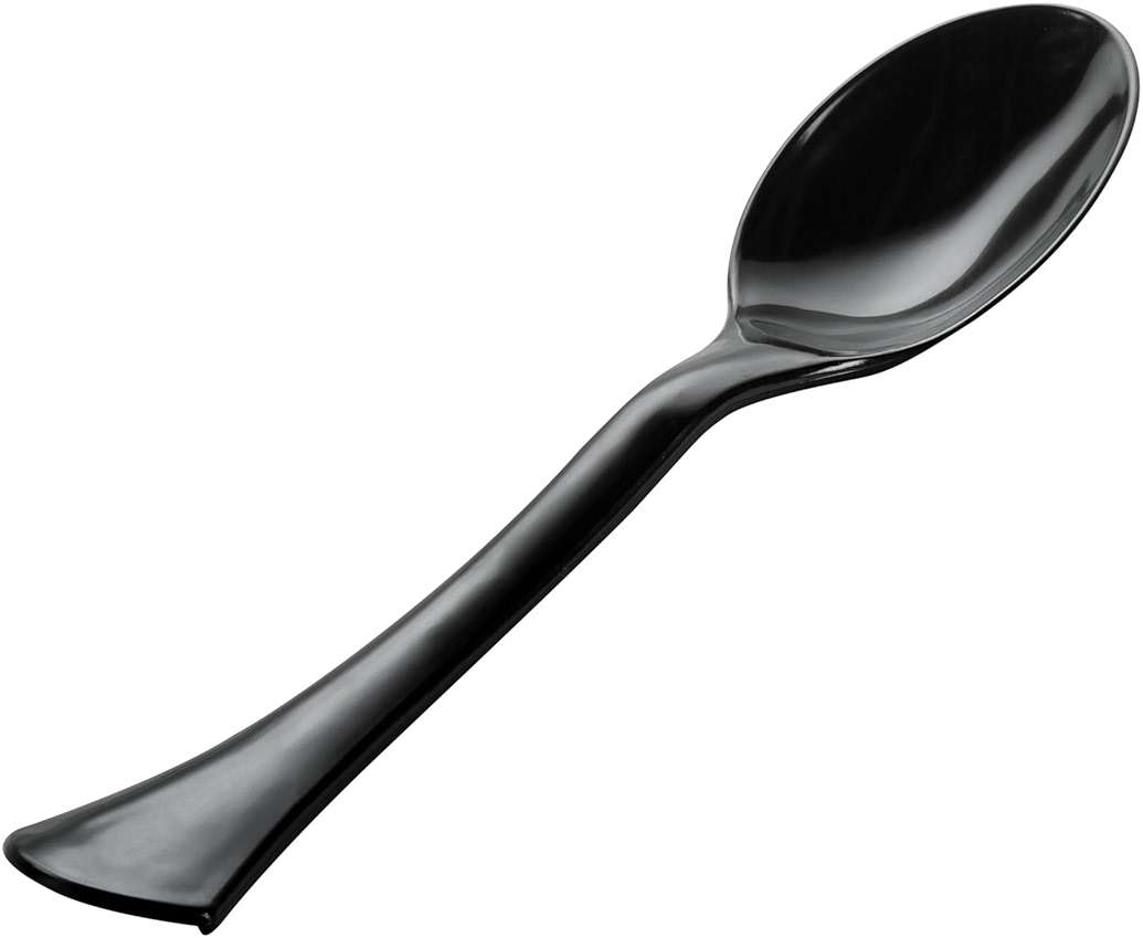 Restaurantware-Cater Tek 9.8 Inch Catering Spoons, 10 Disposable Serving Utensils - Comfortable Handle, Serve Hot And Cold Food, Black Plastic Serving Spoons, For Parties, Buffets, Catering Events - Image 1