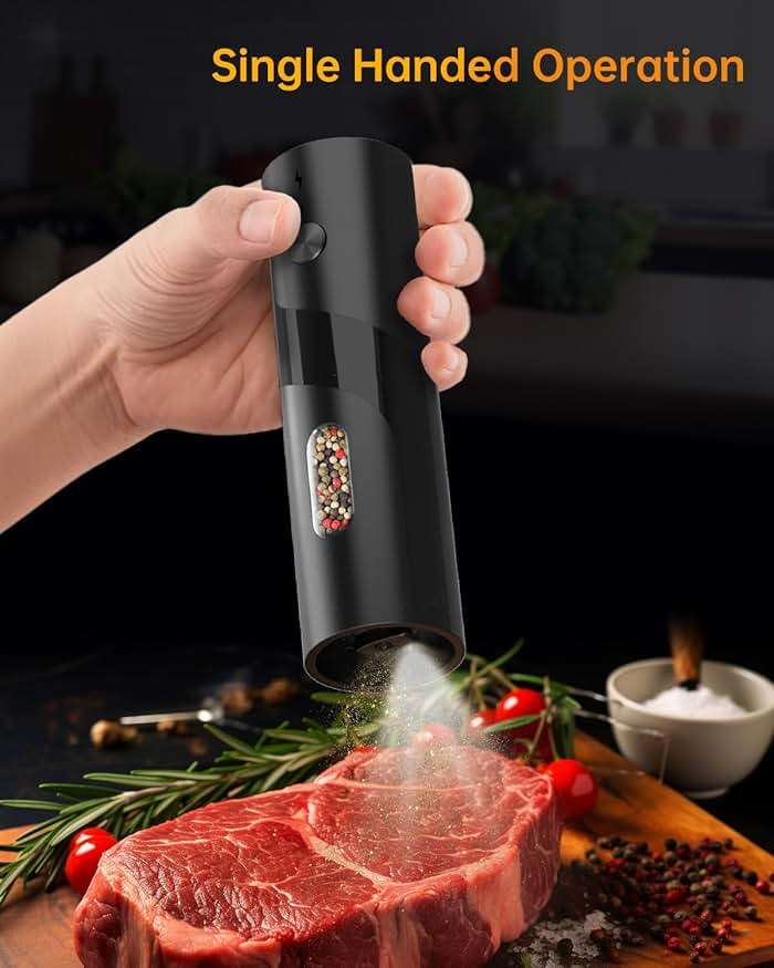 CIRCLE JOY Electric Rechargeable Salt and Pepper Grinder Set Top-Refill Automatic Pepper Mill Grinder with Charging Base, Adjustable Coarseness, Easy Filling Larger Capacity with Led for Home Kitchen - Image 7