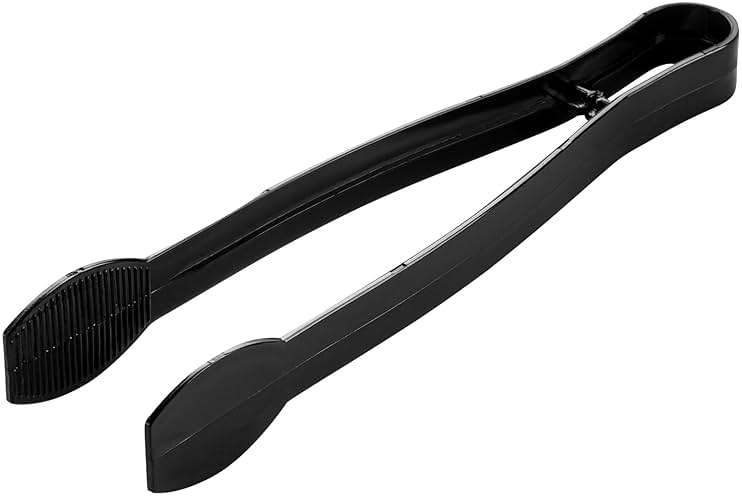 Restaurantware-Cater Tek 9 Inch Serving Tongs, 10 Disposable Tongs For Catering - With Ridged Tips, Heavy-Duty, Black Plastic Food Tong, Long Handle, For Weddings, Buffets, Catering Events - Image 1