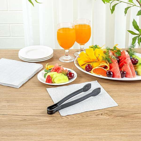 Restaurantware-Cater Tek 9 Inch Serving Tongs, 10 Disposable Tongs For Catering - With Ridged Tips, Heavy-Duty, Black Plastic Food Tong, Long Handle, For Weddings, Buffets, Catering Events - Image 4