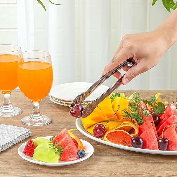 Restaurantware-Cater Tek 9 Inch Serving Tongs, 10 Disposable Tongs For Catering - With Ridged Tips, Heavy-Duty, Black Plastic Food Tong, Long Handle, For Weddings, Buffets, Catering Events - Image 5