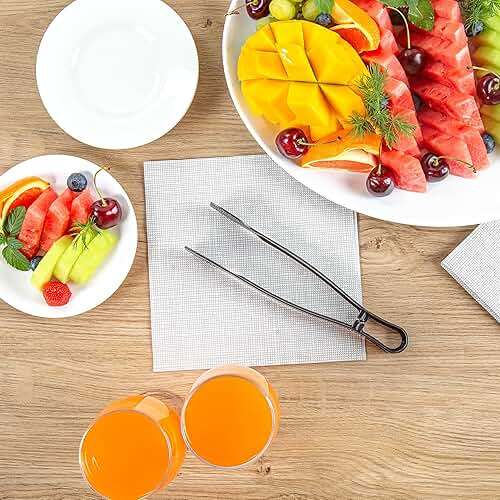 Restaurantware-Cater Tek 9 Inch Serving Tongs, 10 Disposable Tongs For Catering - With Ridged Tips, Heavy-Duty, Black Plastic Food Tong, Long Handle, For Weddings, Buffets, Catering Events - Image 6