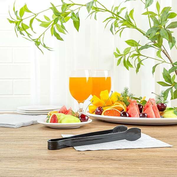 Restaurantware-Cater Tek 9 Inch Serving Tongs, 10 Disposable Tongs For Catering - With Ridged Tips, Heavy-Duty, Black Plastic Food Tong, Long Handle, For Weddings, Buffets, Catering Events - Image 7