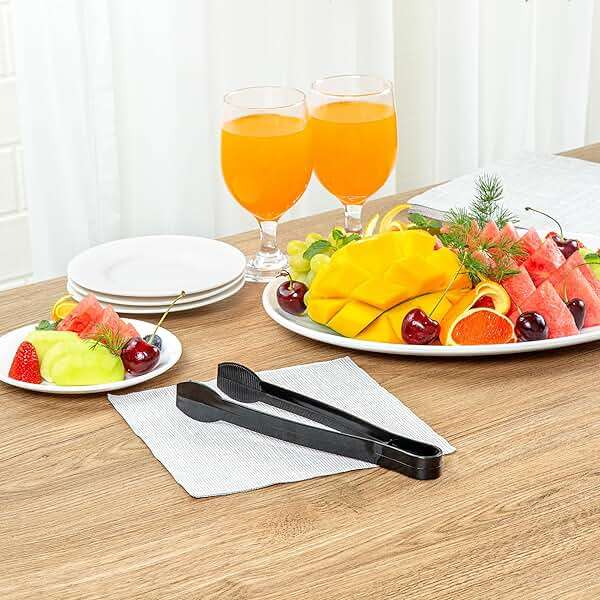 Restaurantware-Cater Tek 9 Inch Serving Tongs, 10 Disposable Tongs For Catering - With Ridged Tips, Heavy-Duty, Black Plastic Food Tong, Long Handle, For Weddings, Buffets, Catering Events - Image 8