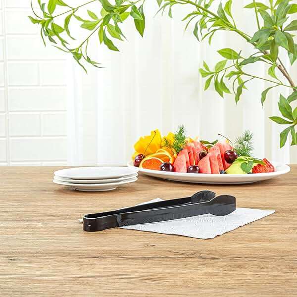 Restaurantware-Cater Tek 9 Inch Serving Tongs, 10 Disposable Tongs For Catering - With Ridged Tips, Heavy-Duty, Black Plastic Food Tong, Long Handle, For Weddings, Buffets, Catering Events - Image 9