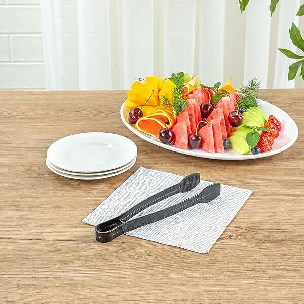 Restaurantware-Cater Tek 9 Inch Serving Tongs, 10 Disposable Tongs For Catering - With Ridged Tips, Heavy-Duty, Black Plastic Food Tong, Long Handle, For Weddings, Buffets, Catering Events - Image 10