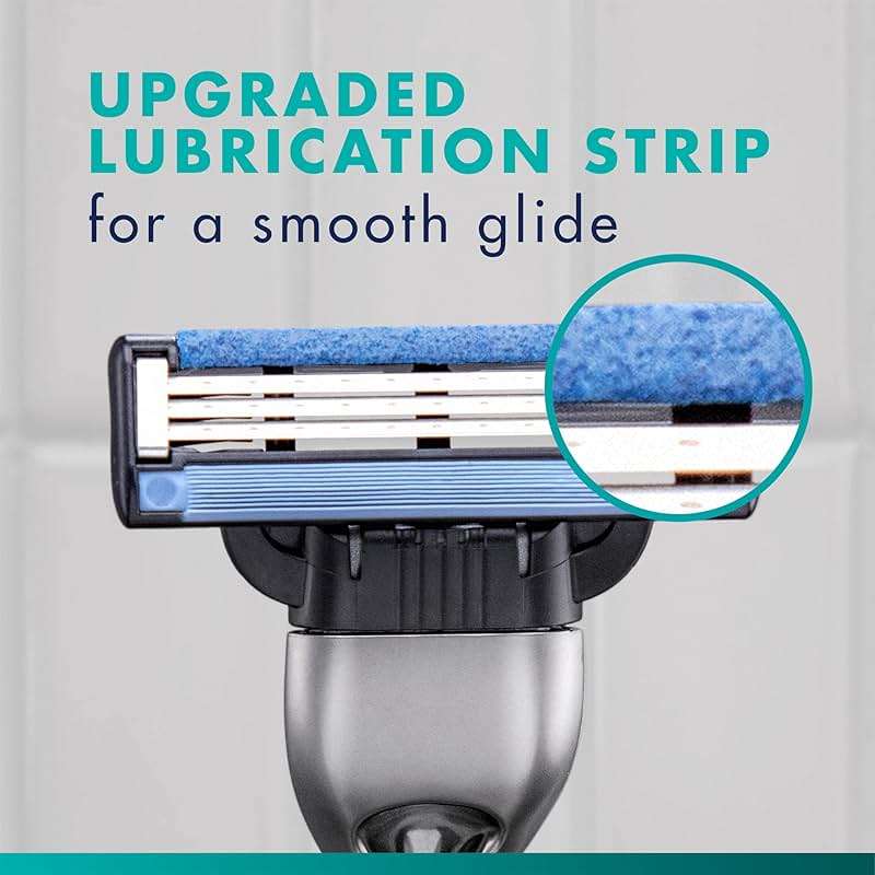 Gillette Mach3 Shaving Razor for Men, 1 Razor Gillette 3-Blade Handle for Men’s Grooming, 10 Razor Blade Refills, Lubrication Strip - Image 3