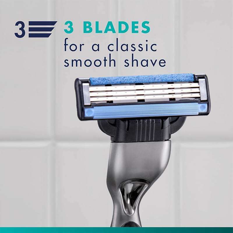 Gillette Mach3 Shaving Razor for Men, 1 Razor Gillette 3-Blade Handle for Men’s Grooming, 10 Razor Blade Refills, Lubrication Strip - Image 4