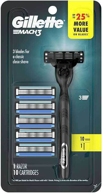 Gillette Mach3 Shaving Razor for Men, 1 Razor Gillette 3-Blade Handle for Men’s Grooming, 10 Razor Blade Refills, Lubrication Strip - Image 8