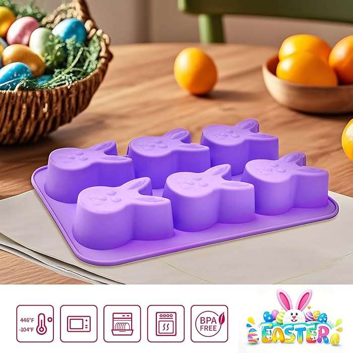Bunny Molds Easter Silicone Molds for Chocolate, 2 Pack Easter Bunny Muffin Brownie Pan for Baking, Jello Candy Molds Easter Soap Molds for Hot Chocolate Bombs Ice Cube Candle - Image 4