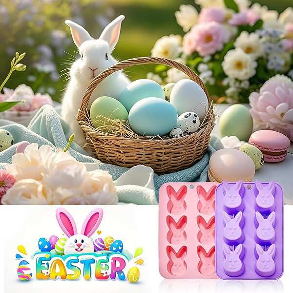 Bunny Molds Easter Silicone Molds for Chocolate, 2 Pack Easter Bunny Muffin Brownie Pan for Baking, Jello Candy Molds Easter Soap Molds for Hot Chocolate Bombs Ice Cube Candle - Image 7