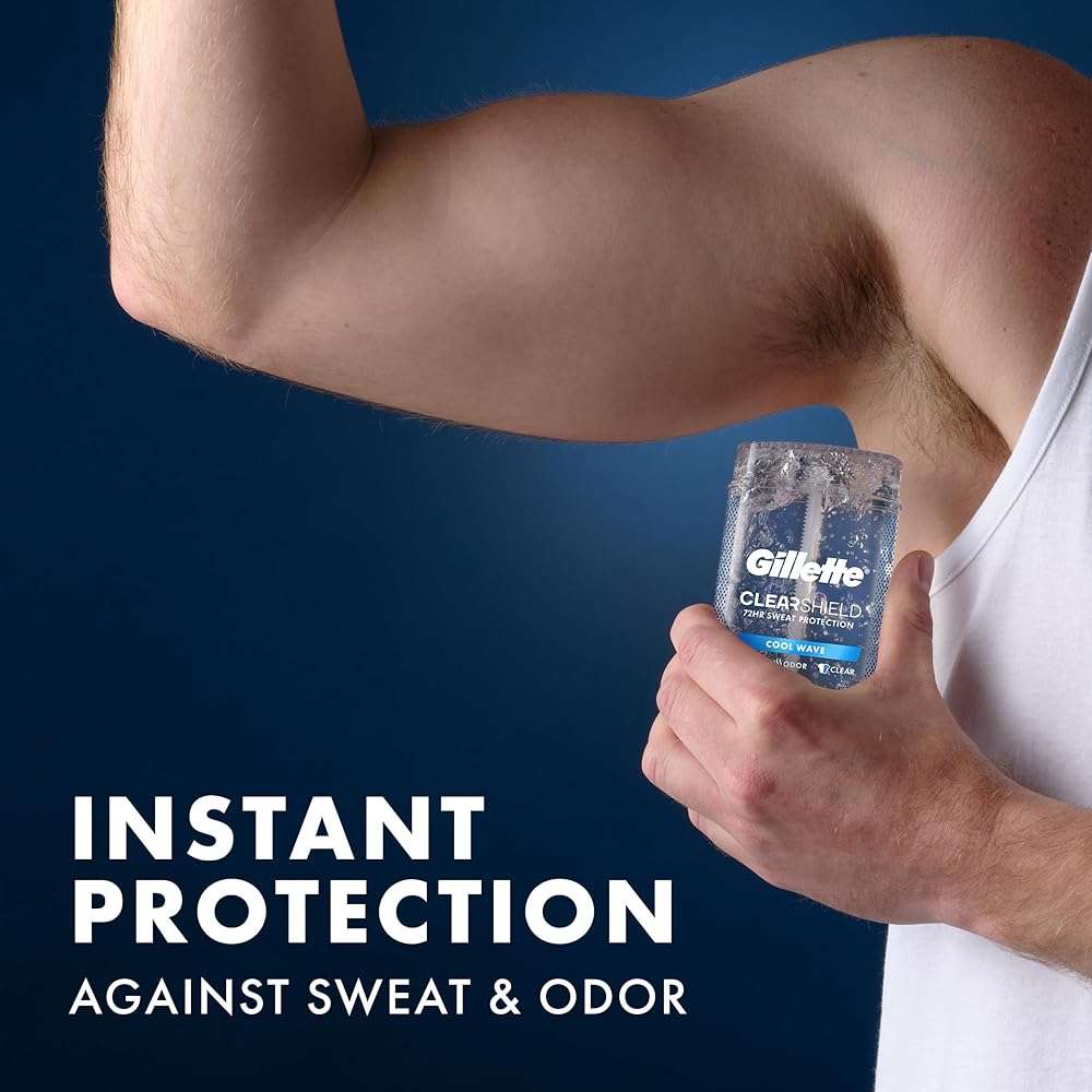 Gillette Antiperspirant and Deodorant for Men, 72hr Sweat & Odor Protection, Long Lasting Freshness, Anti-White Mark Technology, Clear Gel, Cool Wave Scent, 3.8 oz (Pack of 3) - Image 4