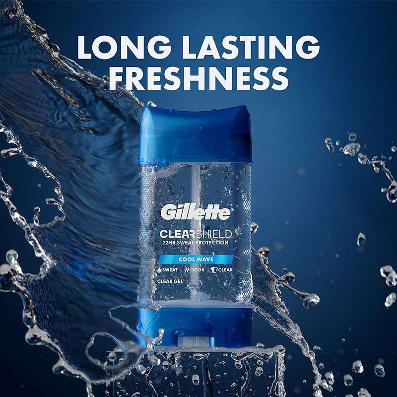 Gillette Antiperspirant and Deodorant for Men, 72hr Sweat & Odor Protection, Long Lasting Freshness, Anti-White Mark Technology, Clear Gel, Cool Wave Scent, 3.8 oz (Pack of 3) - Image 7
