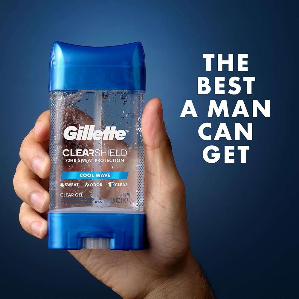 Gillette Antiperspirant and Deodorant for Men, 72hr Sweat & Odor Protection, Long Lasting Freshness, Anti-White Mark Technology, Clear Gel, Cool Wave Scent, 3.8 oz (Pack of 3) - Image 8