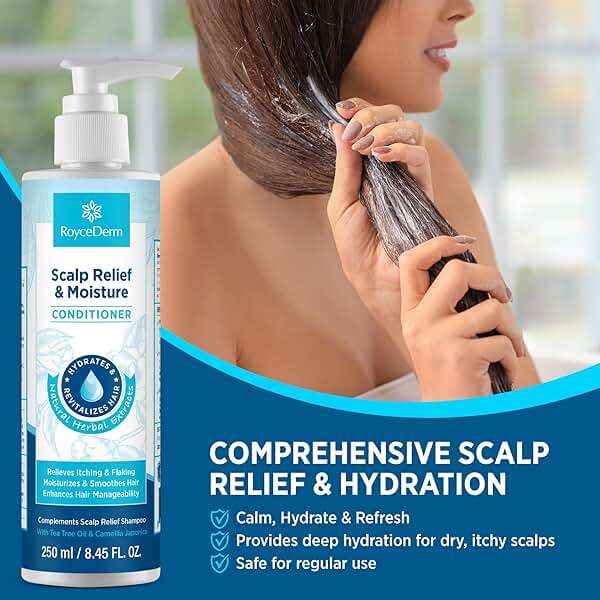 Roycederm Scalp Relief & Moisture Conditioner: Hydrating & Nourishing Formula with Jojoba Oil, Aloe Vera & Camellia Oil, Soothes Dry, Itchy Scalp - Image 2