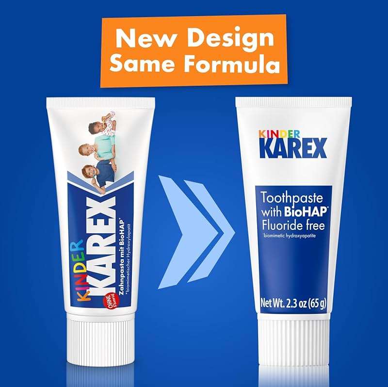 Kinder Karex Hydroxyapatite Kids Toddler Toothpaste 2.3 Ounce (Pack of 6), Fluoride Free - Image 2