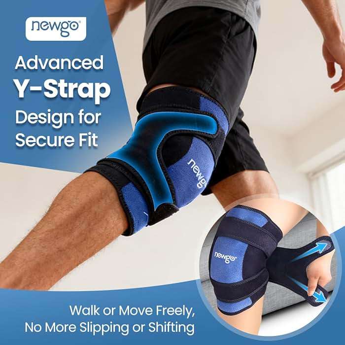 NEWGO 360° Knee Ice Pack Wrap, 60 Minutes Extended Cold Therapy with Ice Grid Gel, Ergonomic Y-Shape Snug Fit for Sports & Surgery Recovery, Swelling, Leak-Resistant, Reusable Design - Image 4