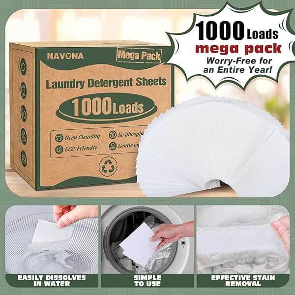 1000 Loads Mega Pack Laundry Detergent Sheets, Eco-friendly Laundry Sheets, Powerful Cleaning, Suitable for Homes, Dorms, and Apartments - [Fresh Scent] - Image 2