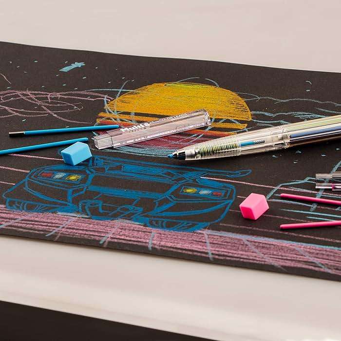 Pentel 8 Color Automatic Pencil Box Set, Assorted Accent Clip Colors, 8 Color Lead Refills and Sharpener (PH158-ST) - Image 2