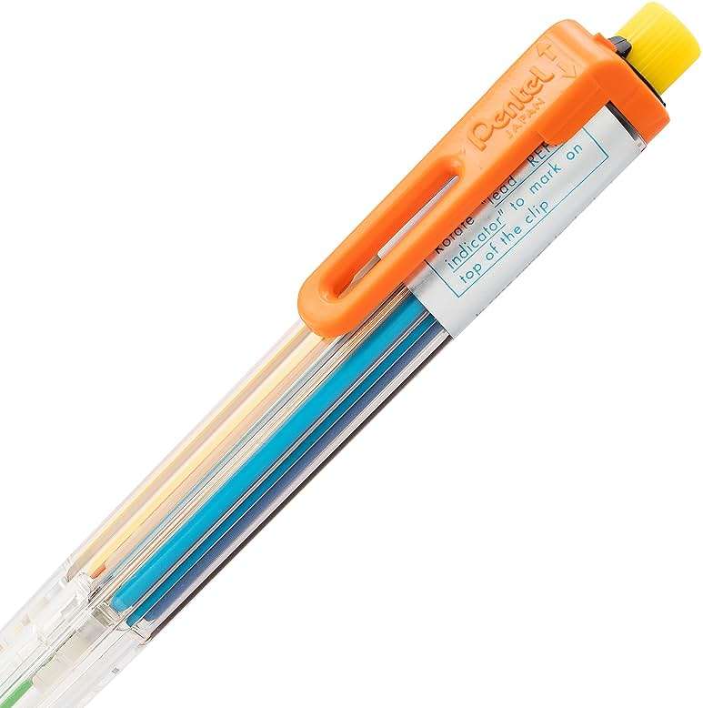 Pentel 8 Color Automatic Pencil Box Set, Assorted Accent Clip Colors, 8 Color Lead Refills and Sharpener (PH158-ST) - Image 6