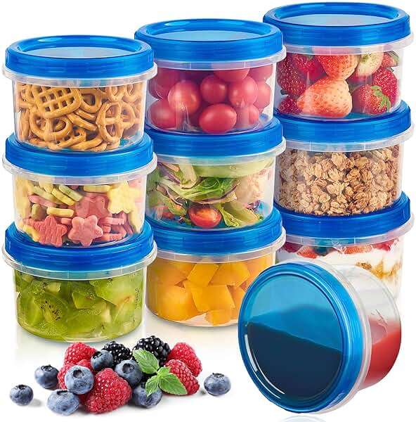 Soelomu 16 oz Freezer Storage Containers with Twist Top Lids, 10 Pack Reusable Meal Prep Containers Plastic Stackable Food Storage Containers for Sauce Salad Leftover Oats - Image 1