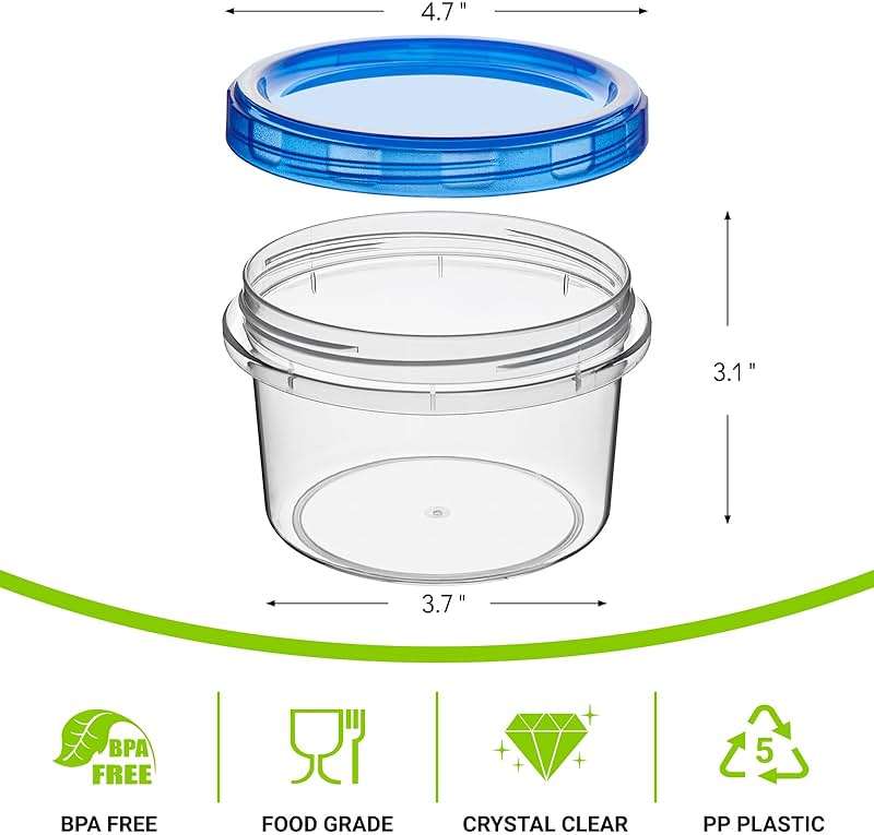 Soelomu 16 oz Freezer Storage Containers with Twist Top Lids, 10 Pack Reusable Meal Prep Containers Plastic Stackable Food Storage Containers for Sauce Salad Leftover Oats - Image 3
