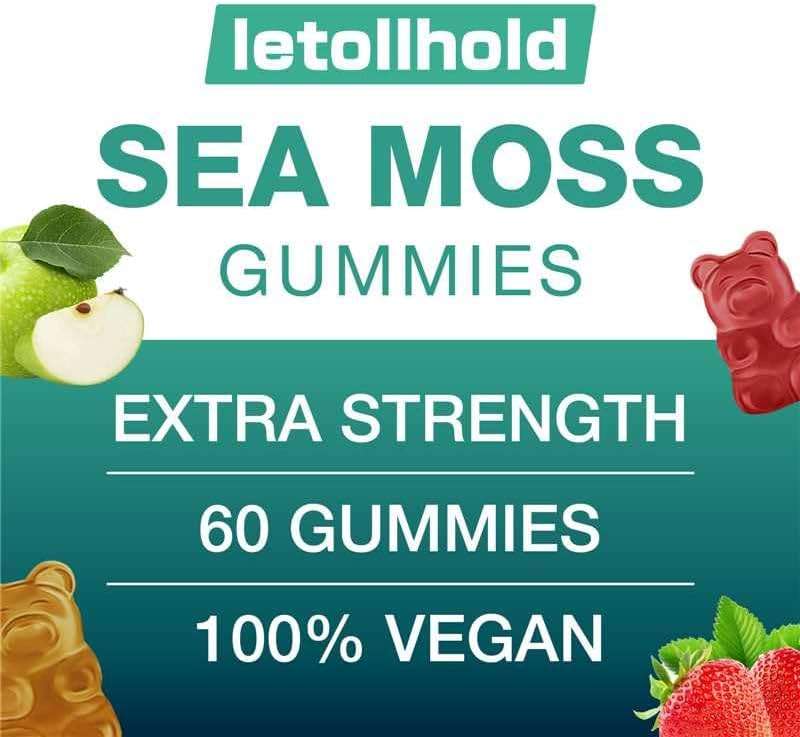 Sea Moss Gummies - Irish Sea Moss Gummies Advanced for Adults with Ashwagandha Bladderwrack & Burdock Root for Supports Immune，Energy - 60 Vegan Gummy,2PCS - Image 6