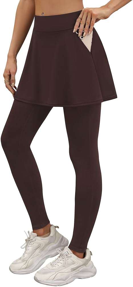 LouKeith Skirted Leggings for Women Athletic Skirt with Leggings Tennis Skirt Yoga Running Golf Skirts with 4 Pockets - Image 1
