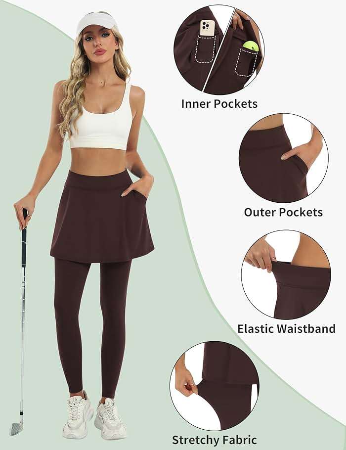 LouKeith Skirted Leggings for Women Athletic Skirt with Leggings Tennis Skirt Yoga Running Golf Skirts with 4 Pockets - Image 5