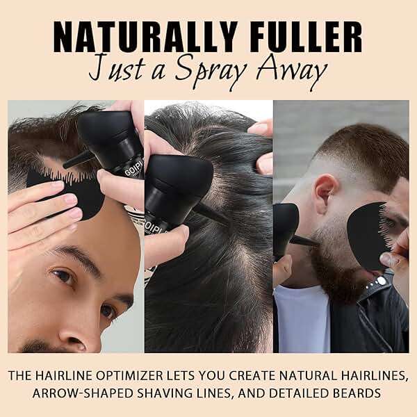 Hair Thickening Fibers & Pump Applicator Set Professional 3-in-1 Hair & Beard Styling Set - Hair Fibers Barber Enhancement Spray for Mens Hair or Beard - Hairline Enhancer & Volumizing Spray (Black) - Image 4