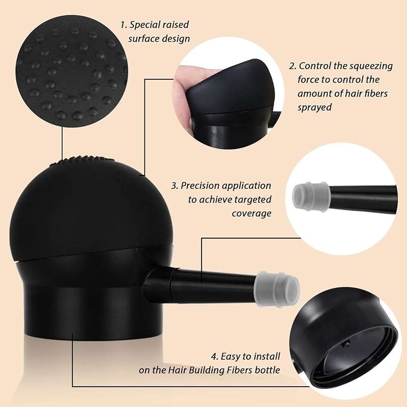 Hair Thickening Fibers & Pump Applicator Set Professional 3-in-1 Hair & Beard Styling Set - Hair Fibers Barber Enhancement Spray for Mens Hair or Beard - Hairline Enhancer & Volumizing Spray (Black) - Image 9