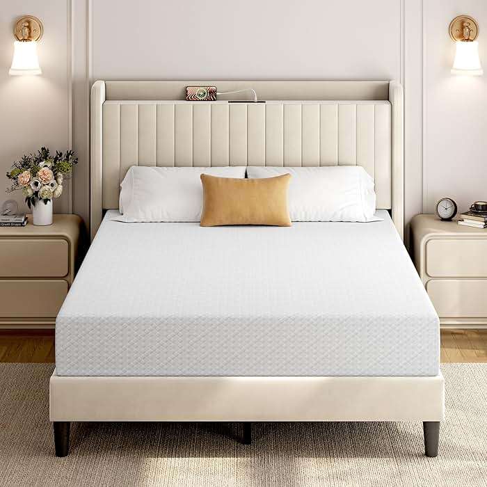 Yaheetech 10 Inch Queen Mattress, Fiberglass Free, 3 Foam Layer Cooling Gel Memory Foam Mattresses, Green Tea for Fresher Sleep, Medium Firm, CertiPUR-US Certified, Mattress in a Box - Image 1