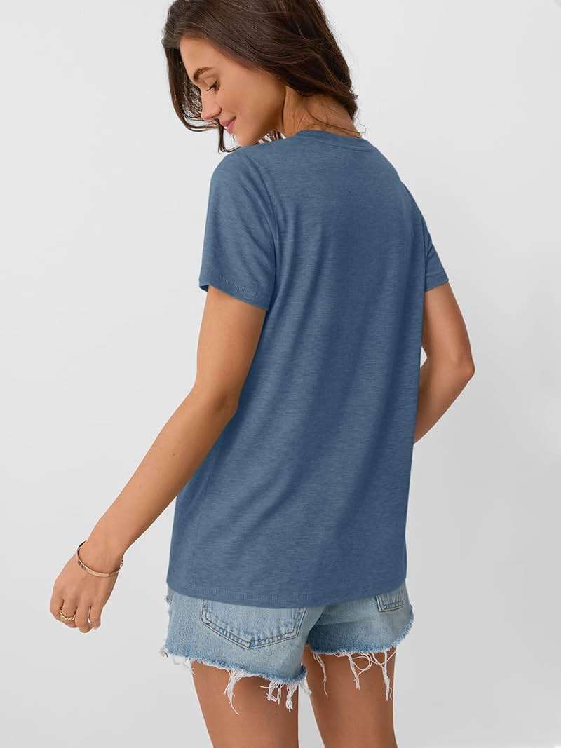 AUTOMET Women's Short Sleeve Tops – Soft & Comfortable Crewneck T-Shirts with Unique Diagonal Stitching, Summer Casual Wear - Image 4