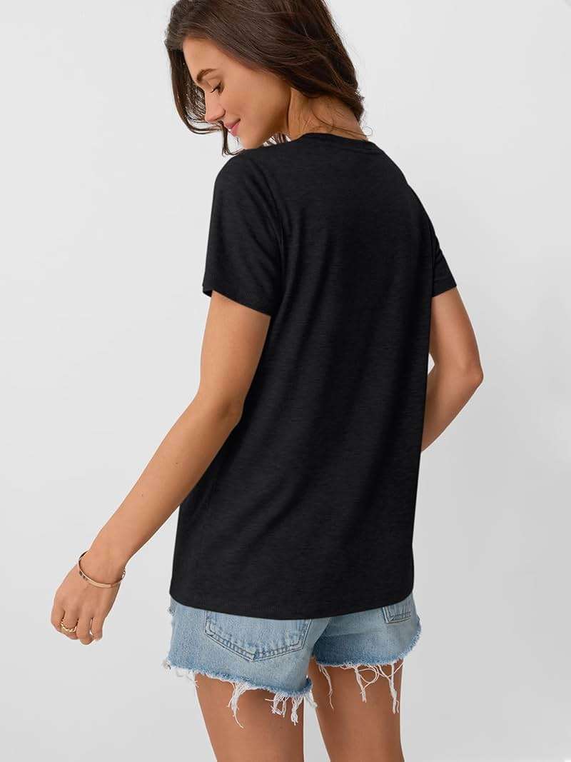 AUTOMET Women's Short Sleeve Tops – Soft & Comfortable Crewneck T-Shirts with Unique Diagonal Stitching, Summer Casual Wear - Image 4