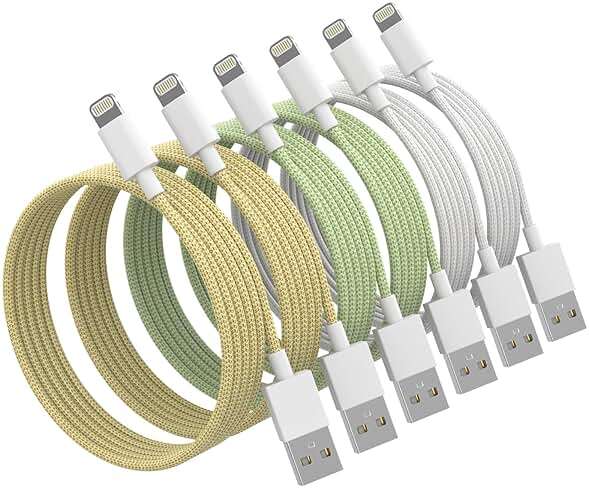 iPhone Charger Cord, [Apple MFi Certified] Lightning Cable, 6Pack (3/3/6/6/6/10 FT) Nylon Braided USB Charging Cable for iPhone 14/13/12/11 Pro Max/XS MAX/XR/XS/X/8/7/6s Plus, iPad - Image 1
